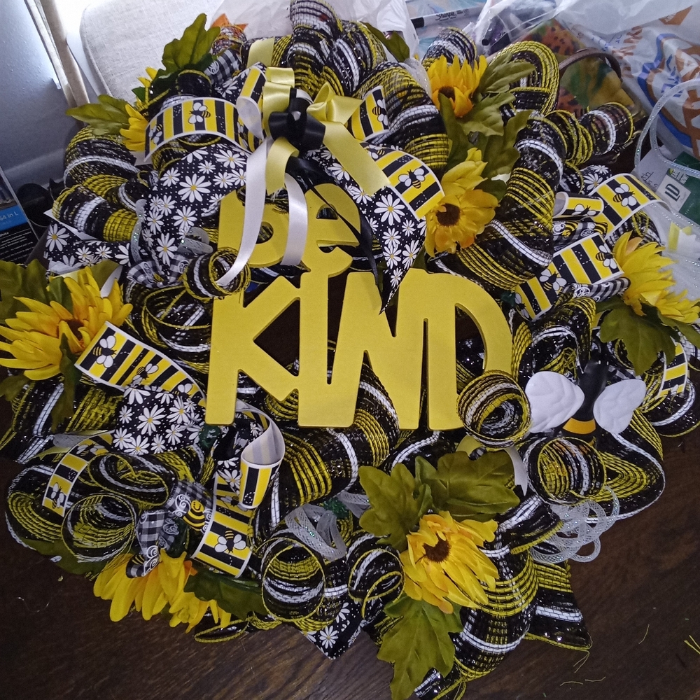 Yellow and Black Decorative Wreath